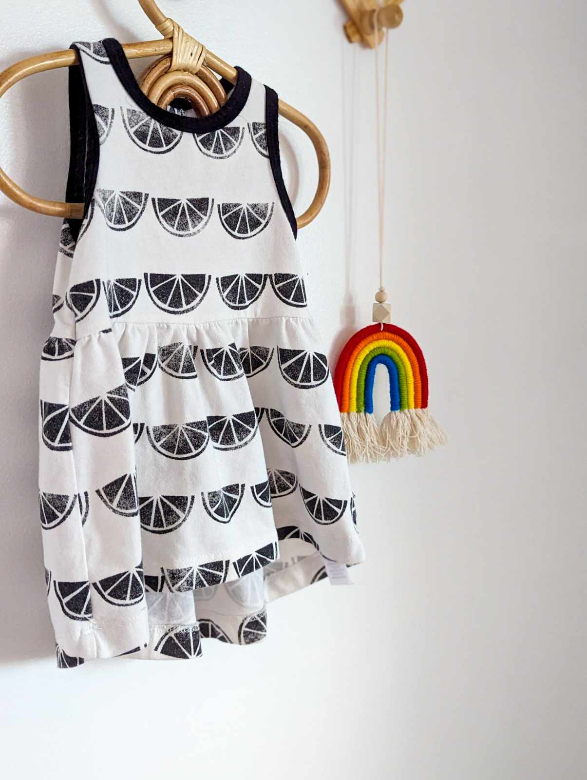 Petit Lem Baby Doll Dress in Lemon Stamps (3m)