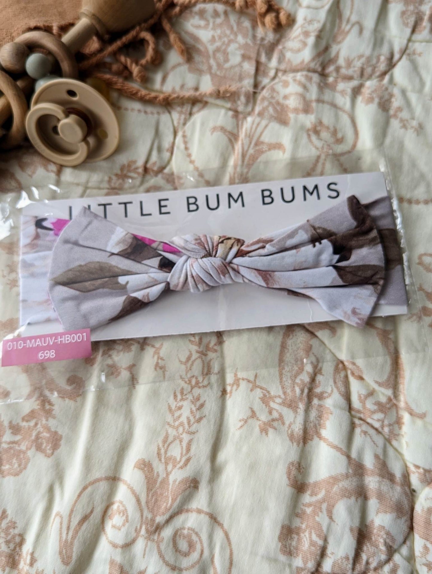 Little Bum Bums Bow in Mauve Floral