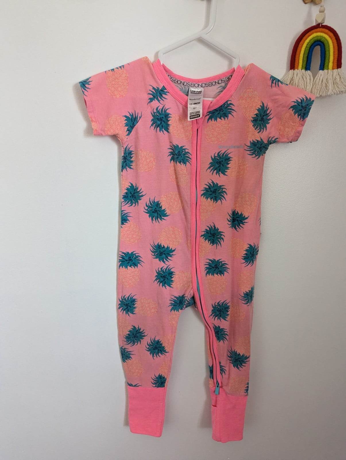 Bonds Short Sleeved Wondersuit Pink Pineapple Paradise (12-18)