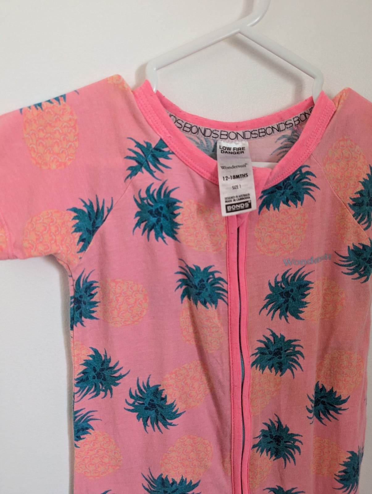 Bonds Short Sleeved Wondersuit Pink Pineapple Paradise (12-18)