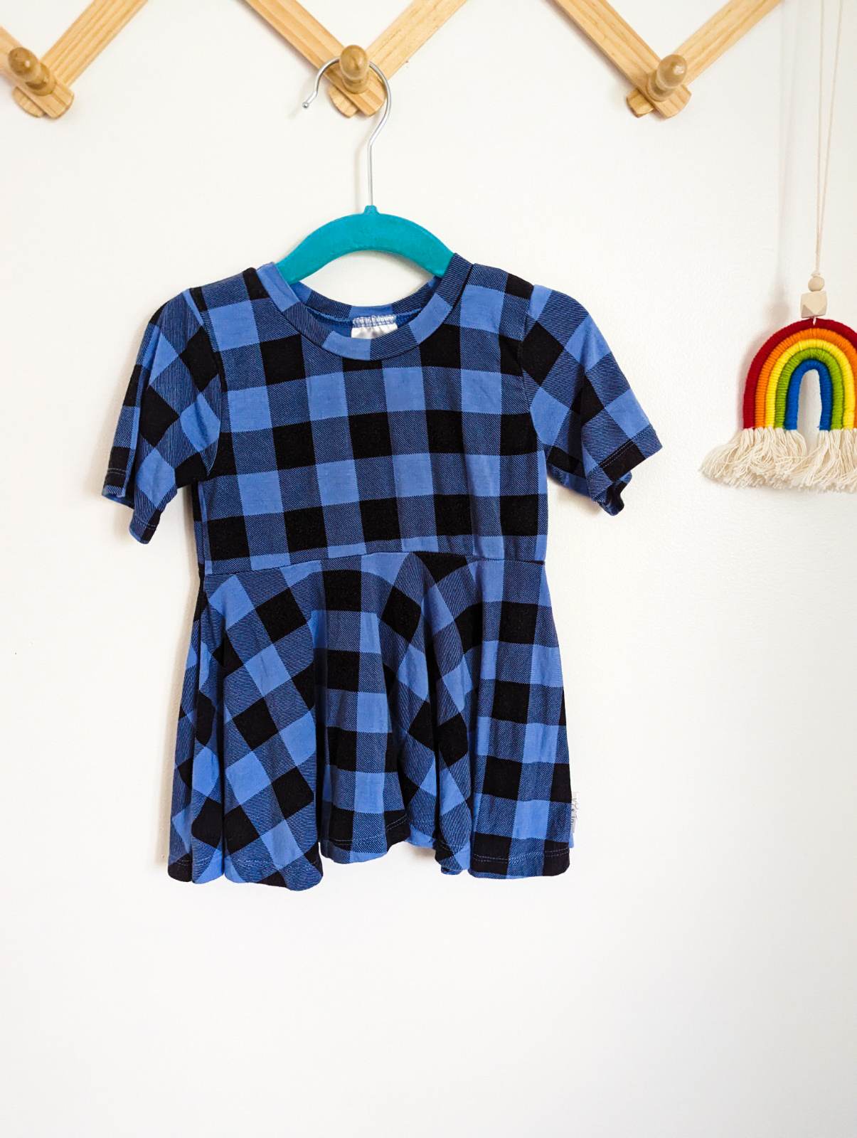 Vi & Jax Bamboo Cotton Peplum Tunic in Blue Gingham (2-3t)