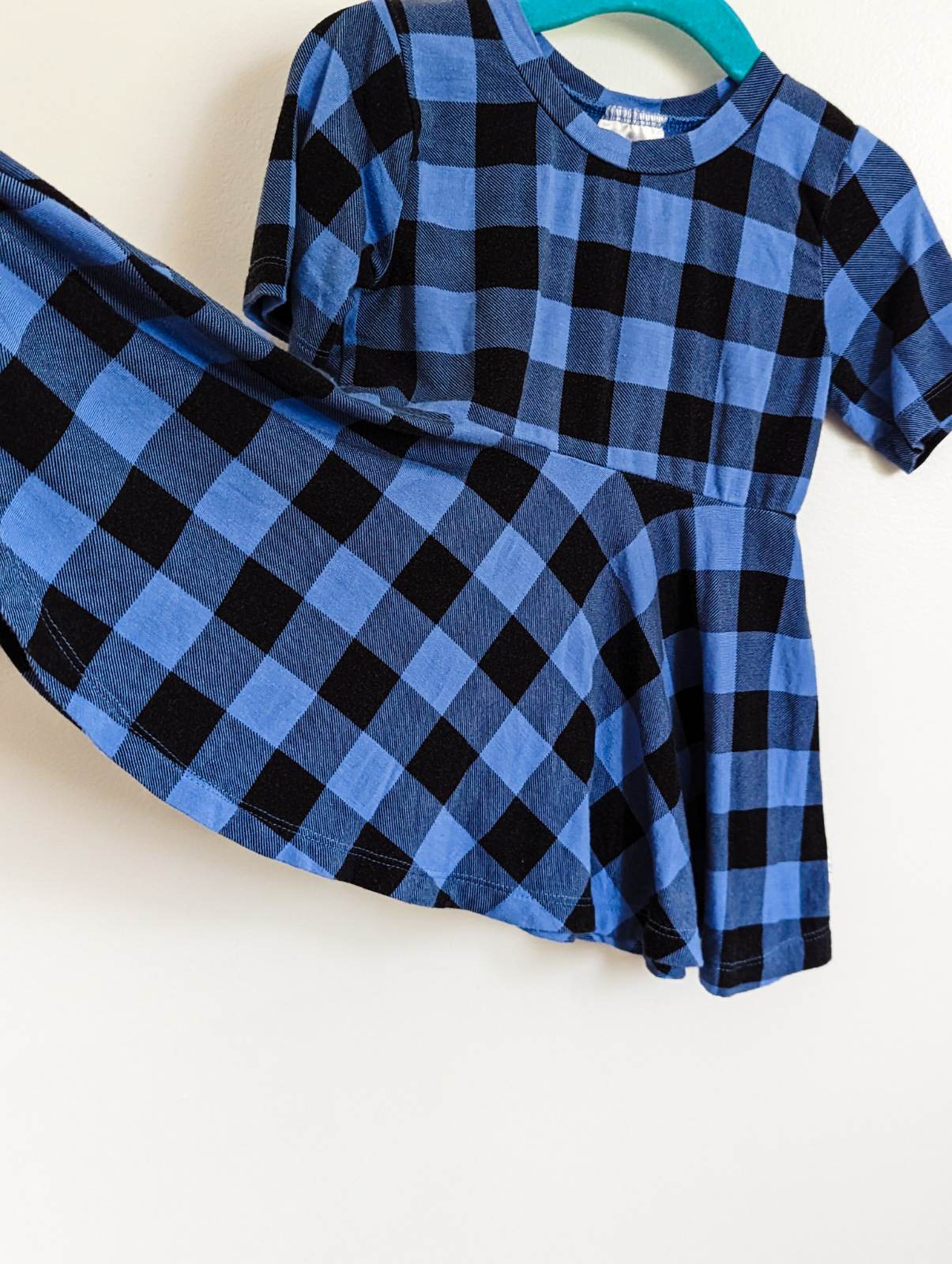 Vi & Jax Bamboo Cotton Peplum Tunic in Blue Gingham (2-3t)