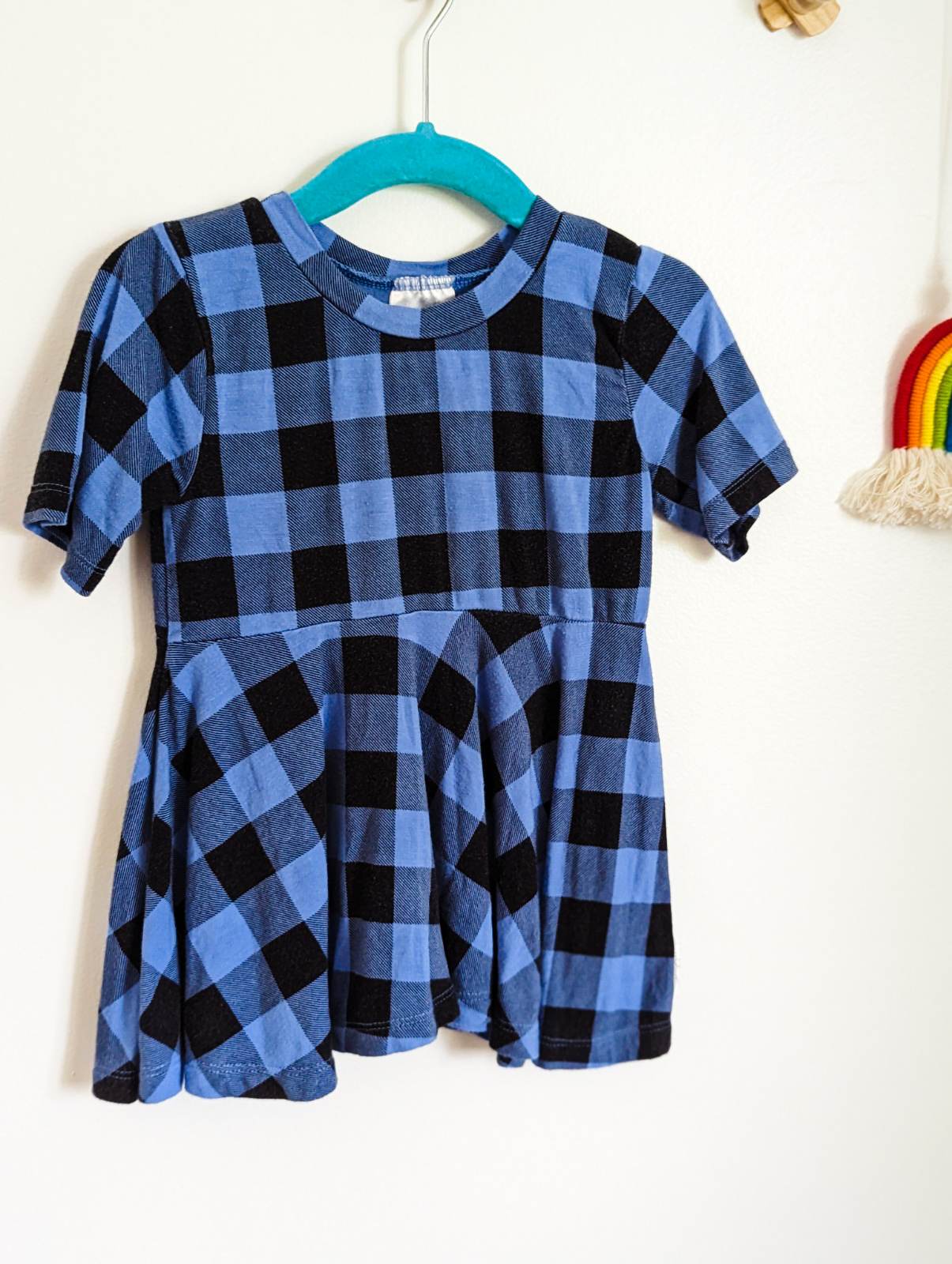 Vi & Jax Bamboo Cotton Peplum Tunic in Blue Gingham (2-3t)