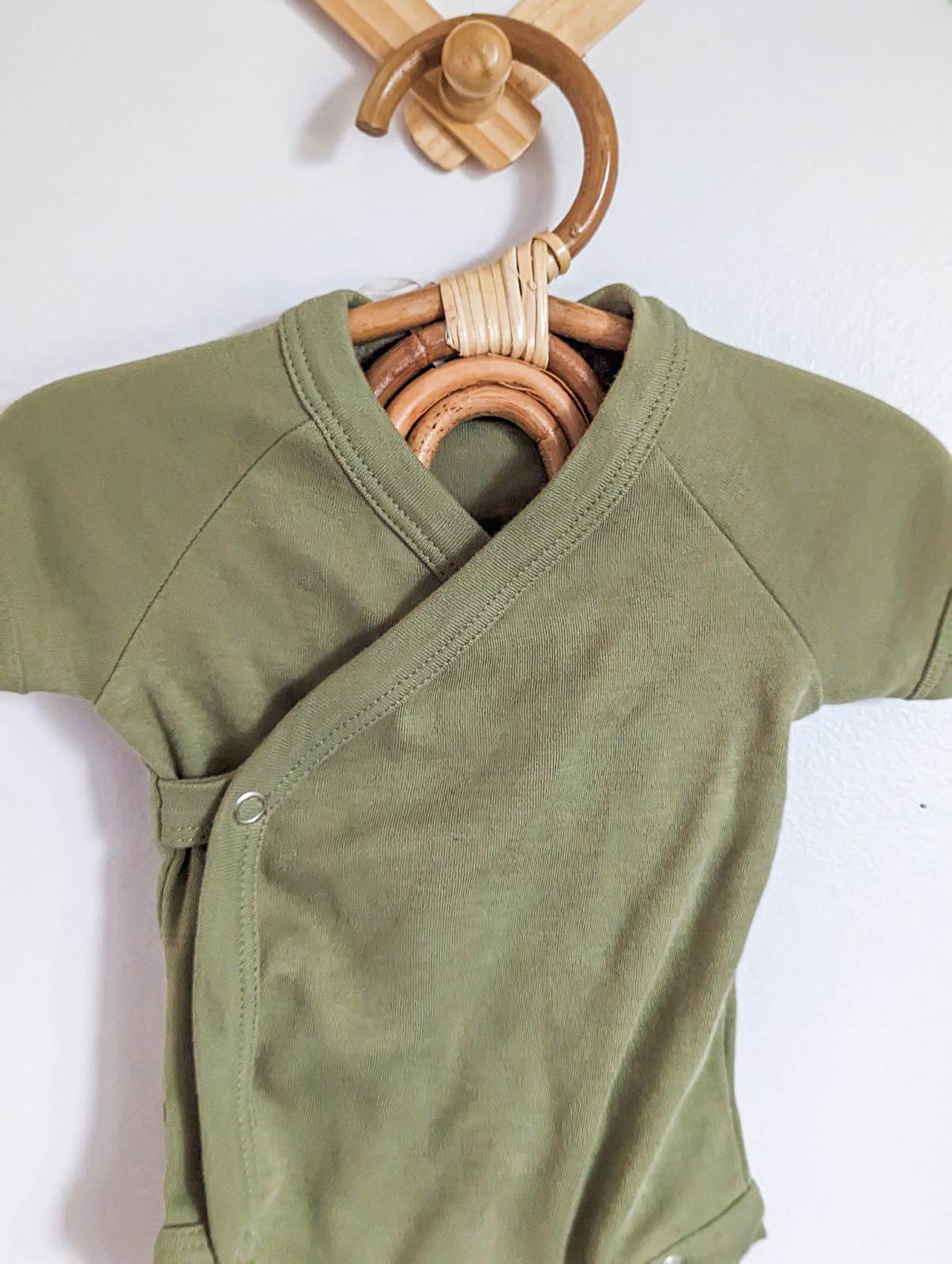 Kate Quinn Organic Cotton Green Wrap Bodysuit (NB)