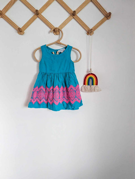 Newberry Sleeveless Dress in Teal (3m)