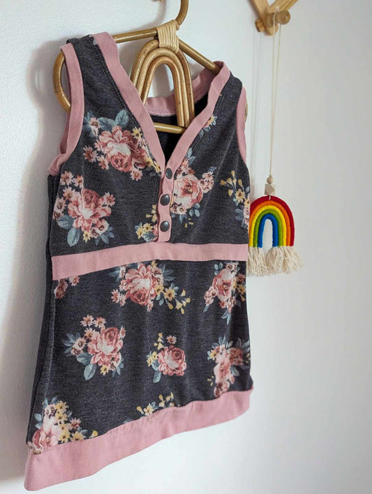 Handmade Sleeveless Top in Grey & Pink (3-4T)