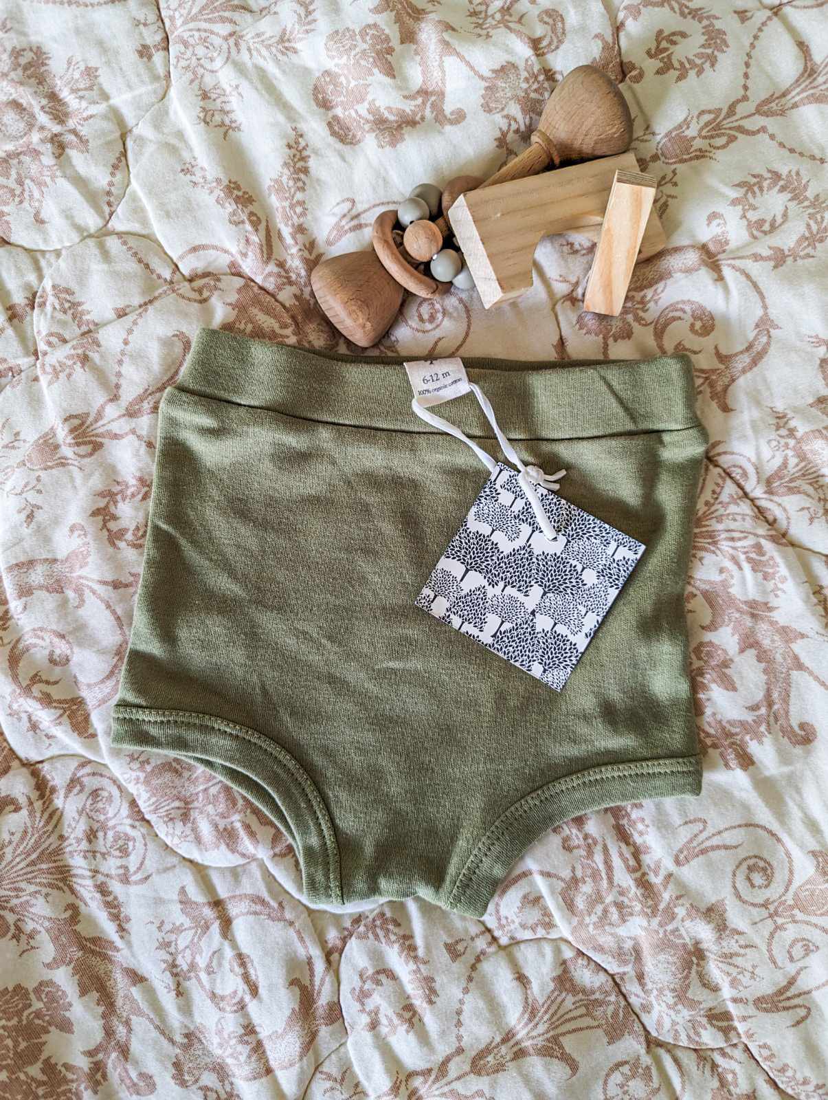 Kate Quinn Organic Cotton Retro Bloomers in Green (6-12)