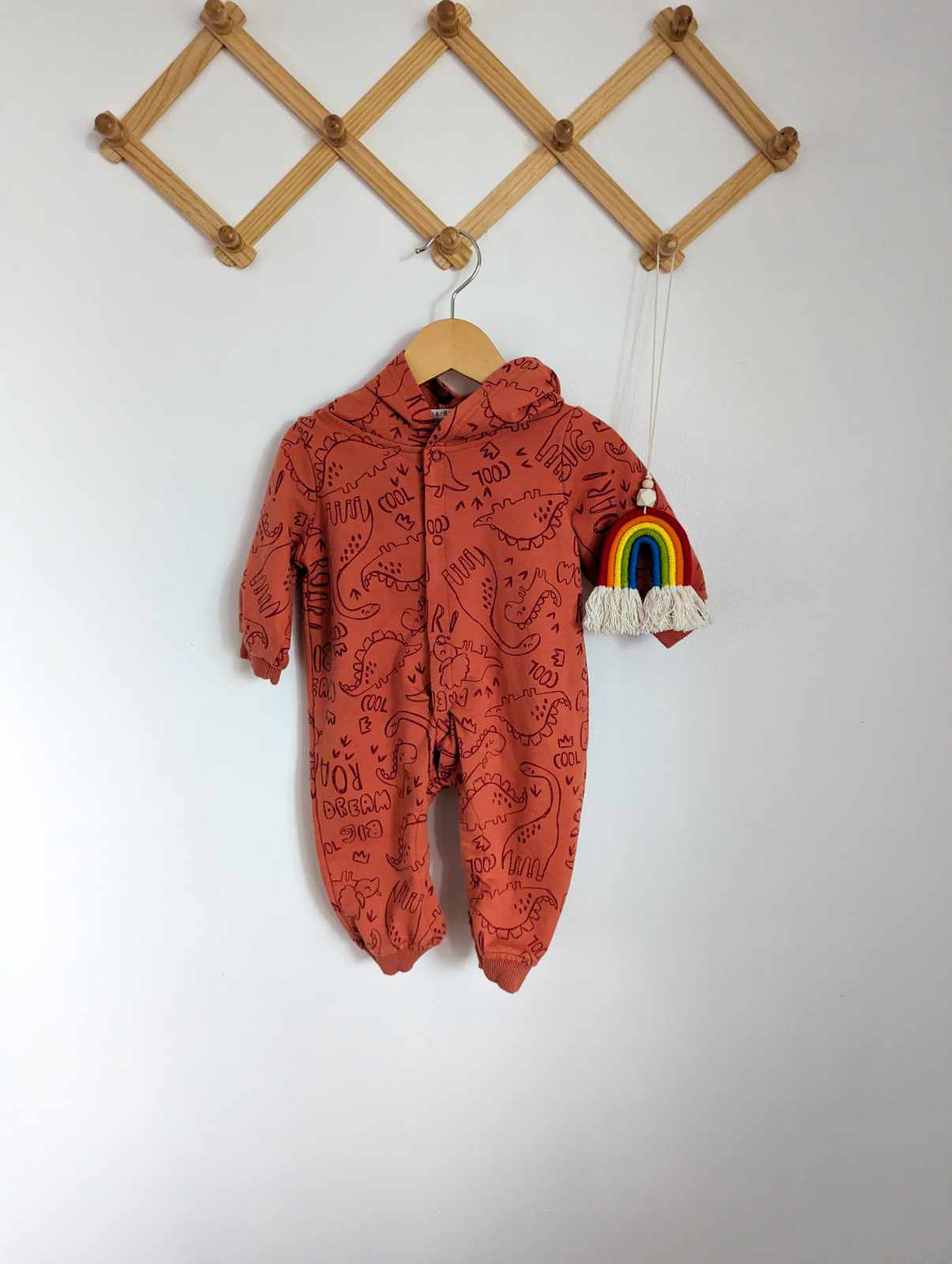 Brandless Hooded Dinosaur Romper (12-18)