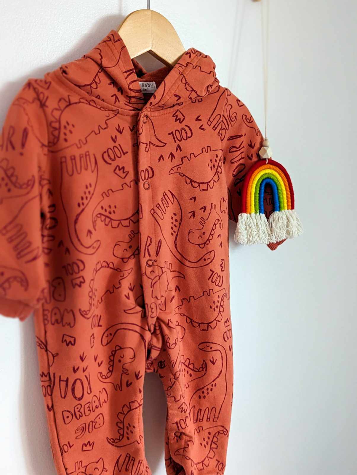 Brandless Hooded Dinosaur Romper (12-18)