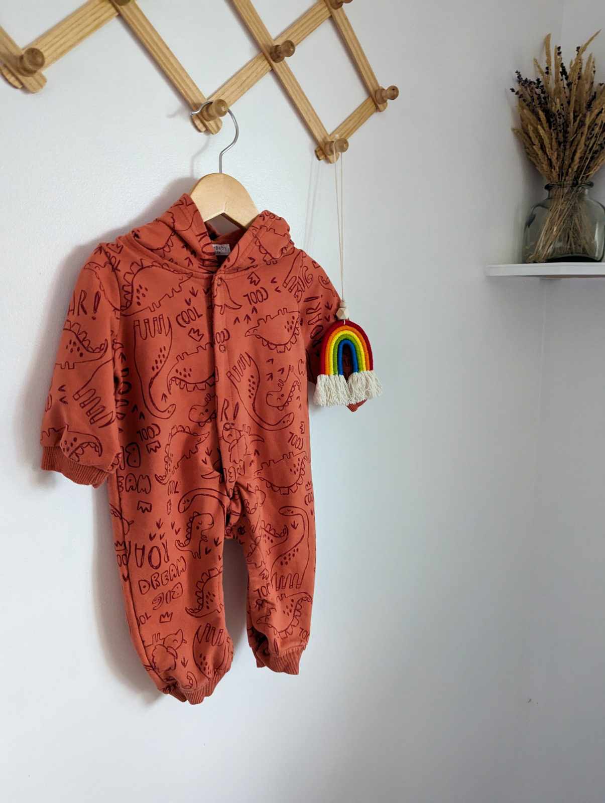 Brandless Hooded Dinosaur Romper (12-18)