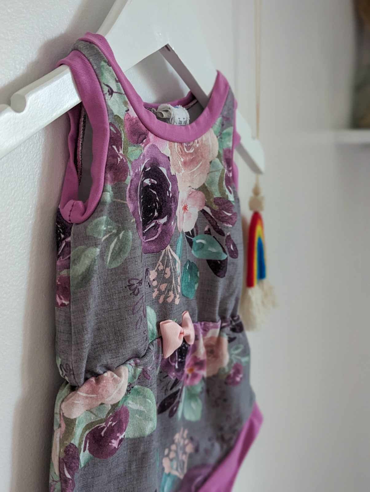 10 Tiny Toes Grey & Purple Floral Playsuit