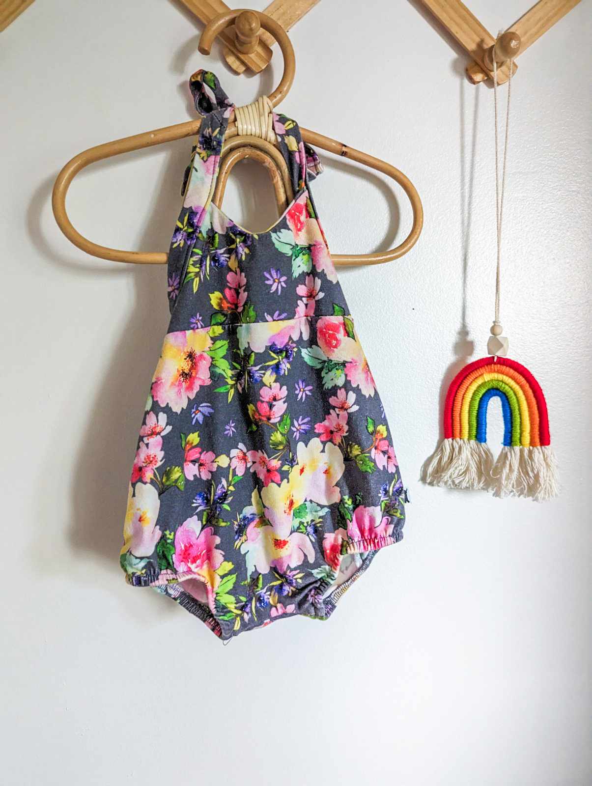 Little & Lively Cotton Summer Romper in Rainbow Floral (0-6)