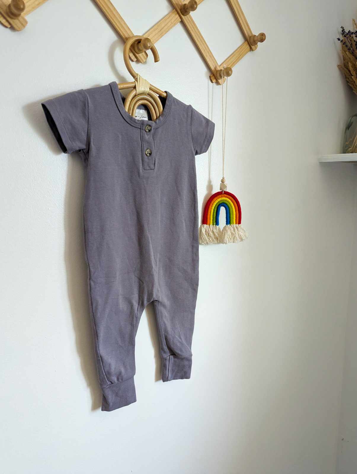 Jax & Lennon Steel Grey Tee Romper (0-6)