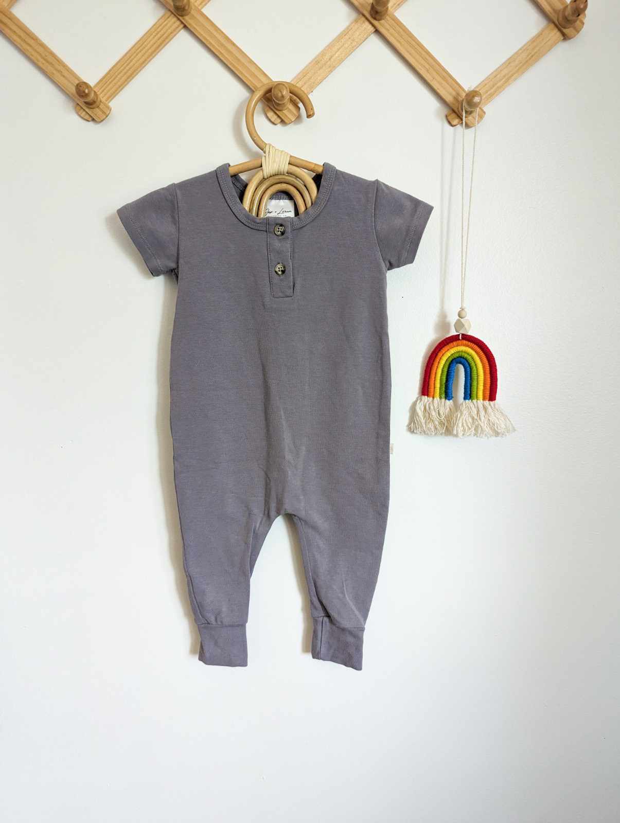 Jax & Lennon Steel Grey Tee Romper (0-6)