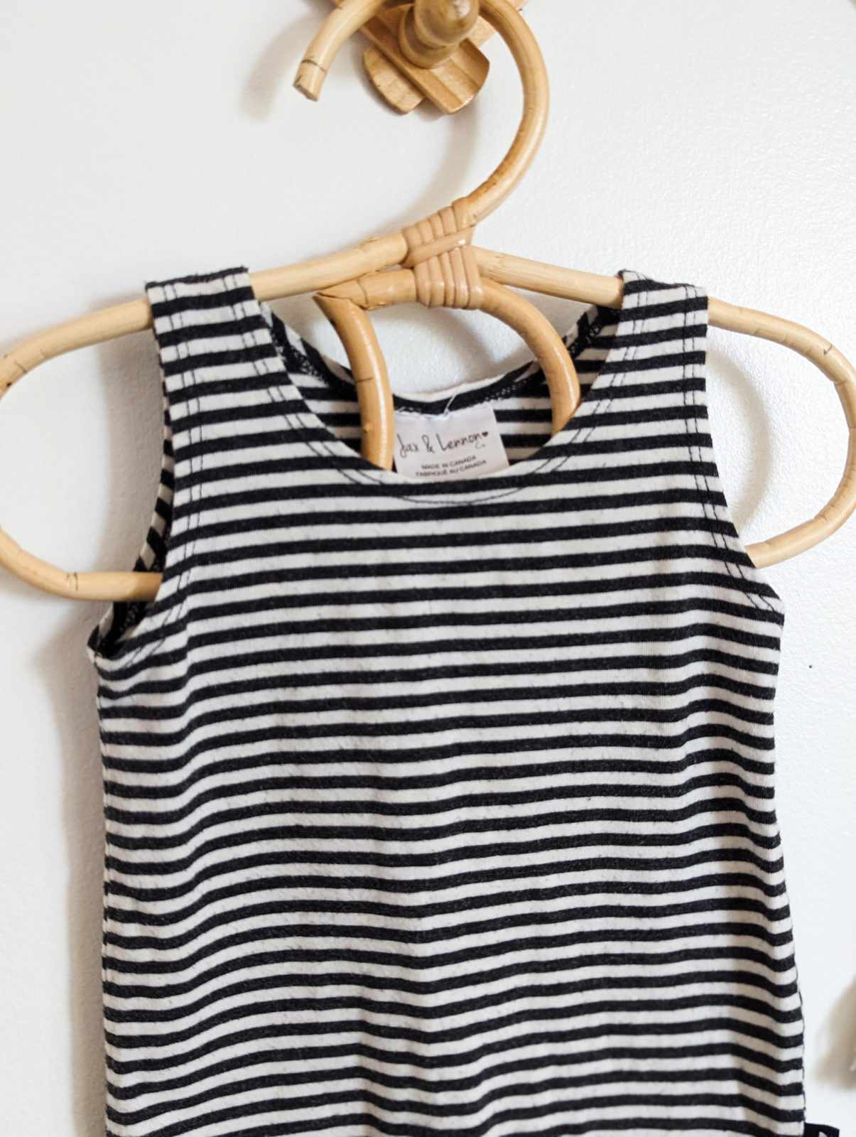 Jax & Lennon Tank Romper in Black & White Stripe (0-6)