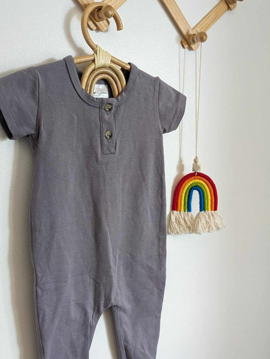 Jax & Lennon Steel Grey Tee Romper (0-6)