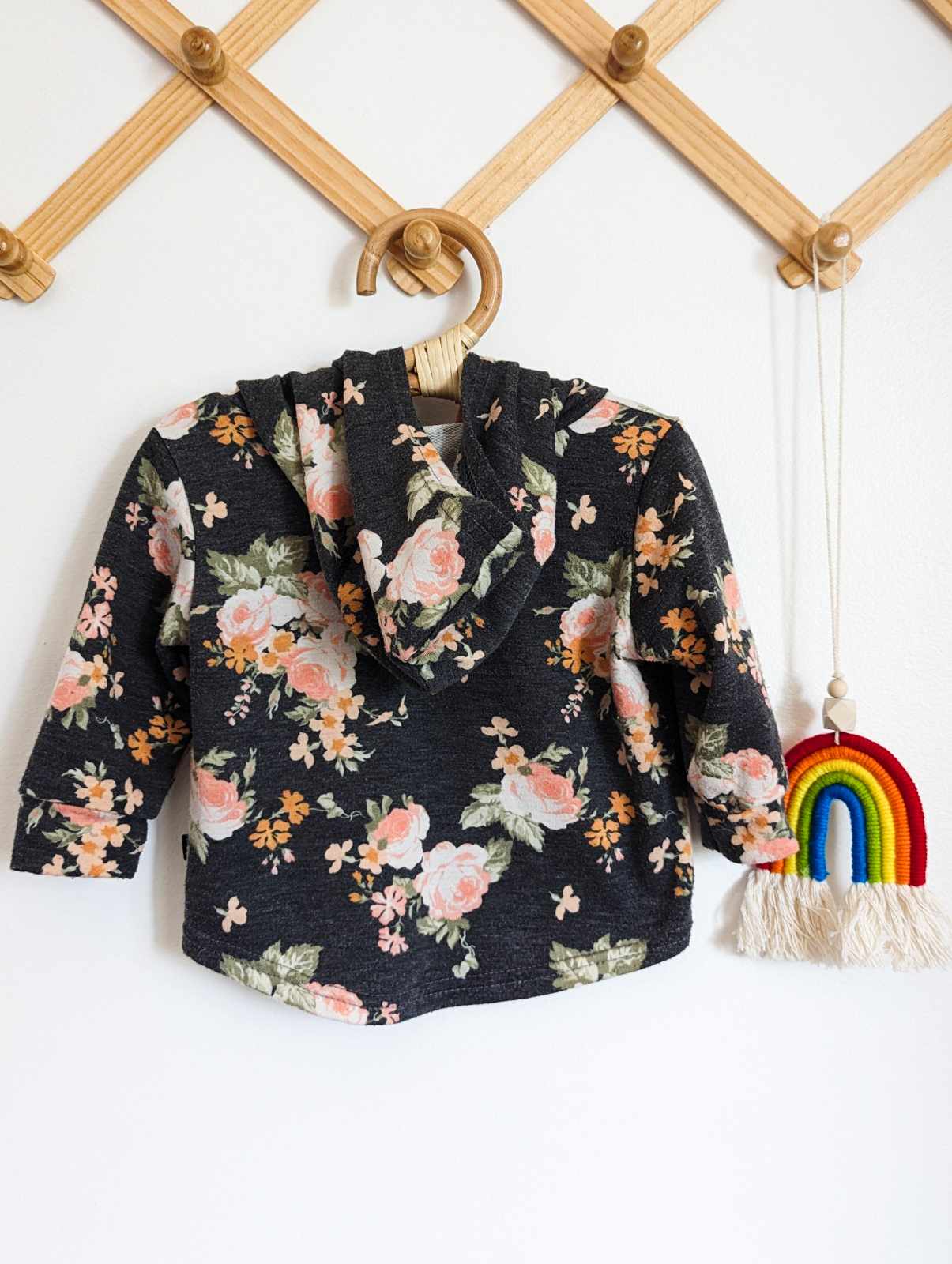 Jax & Lennon Hoodie in Grey & Pink Florals (0-6)