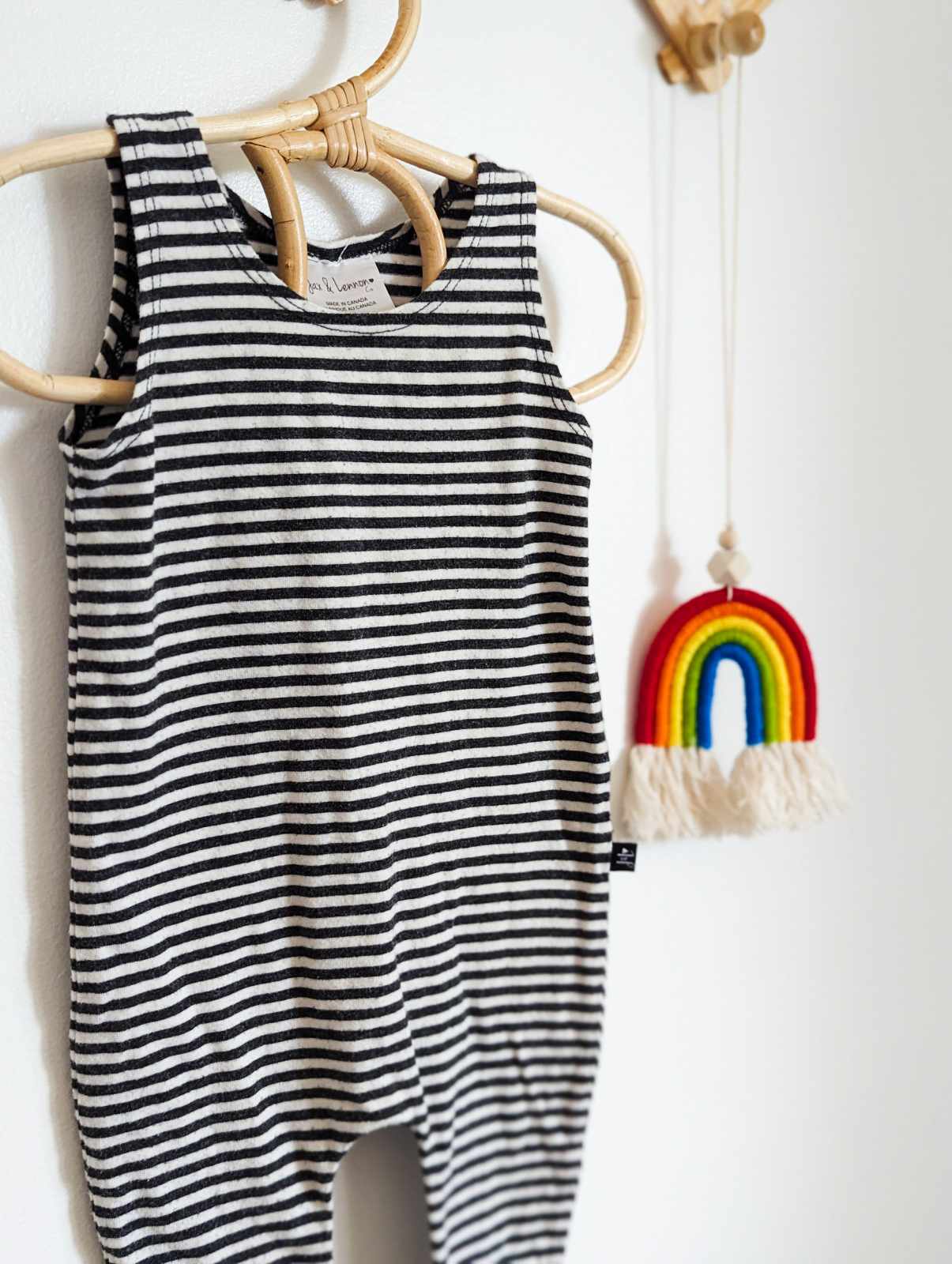 Jax & Lennon Tank Romper in Black & White Stripe (0-6)