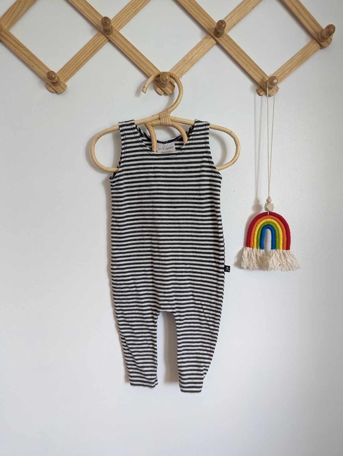 Jax & Lennon Tank Romper in Black & White Stripe (0-6)