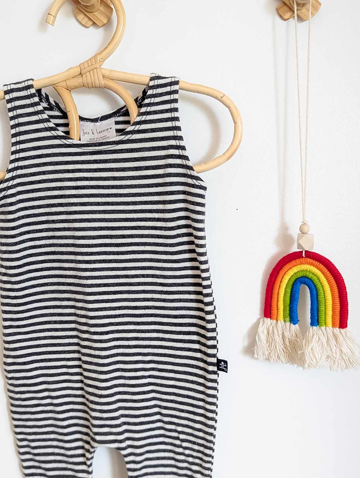 Jax & Lennon Tank Romper in Black & White Stripe (0-6)