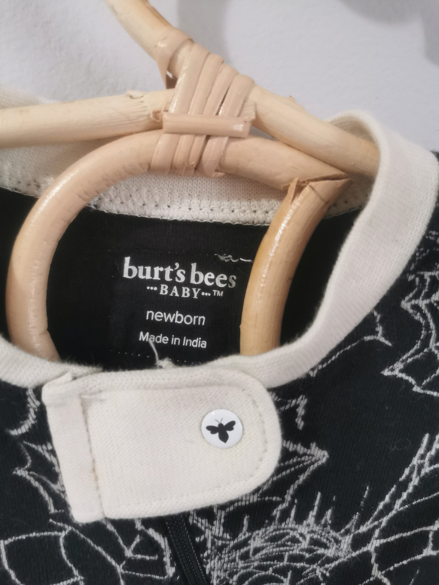 Burt's Bees Baby Footie Sleeper in Spider Web (NB)