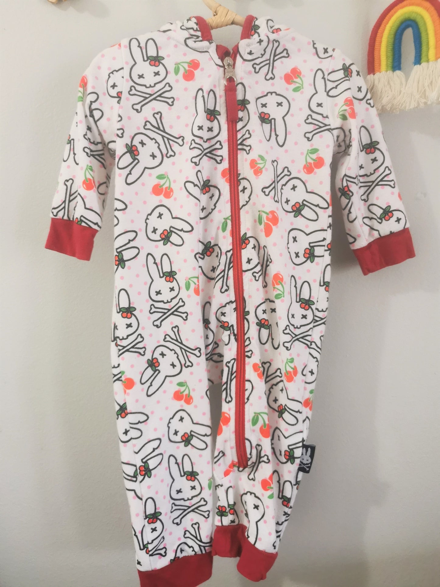 Six Bunnies Hooded Romper (3-6)