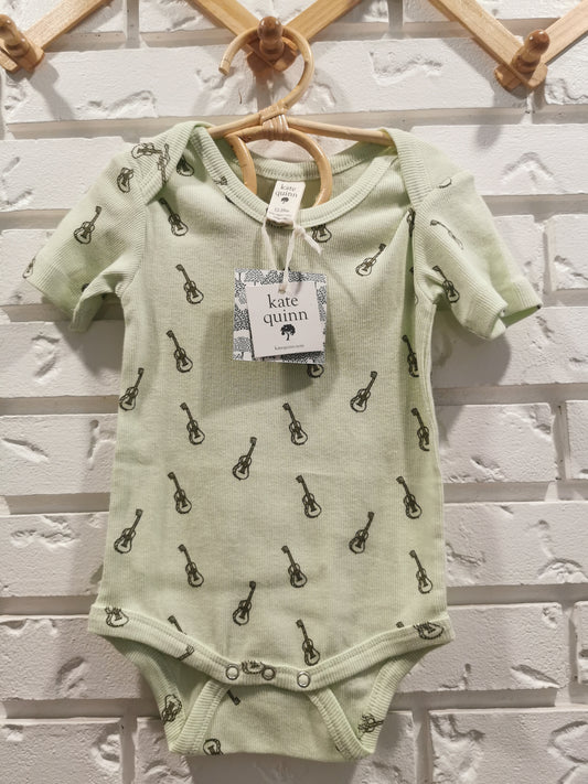 Kate Quinn Ribbed Cotton Bodysuit in Green Guitars (12-18)