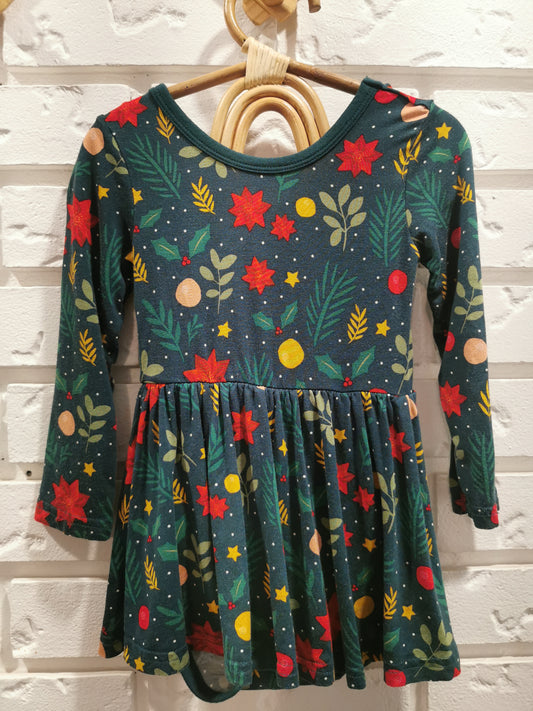 Little Sleepies Bamboo Twirler Dress in Holly Jolly (12-18)