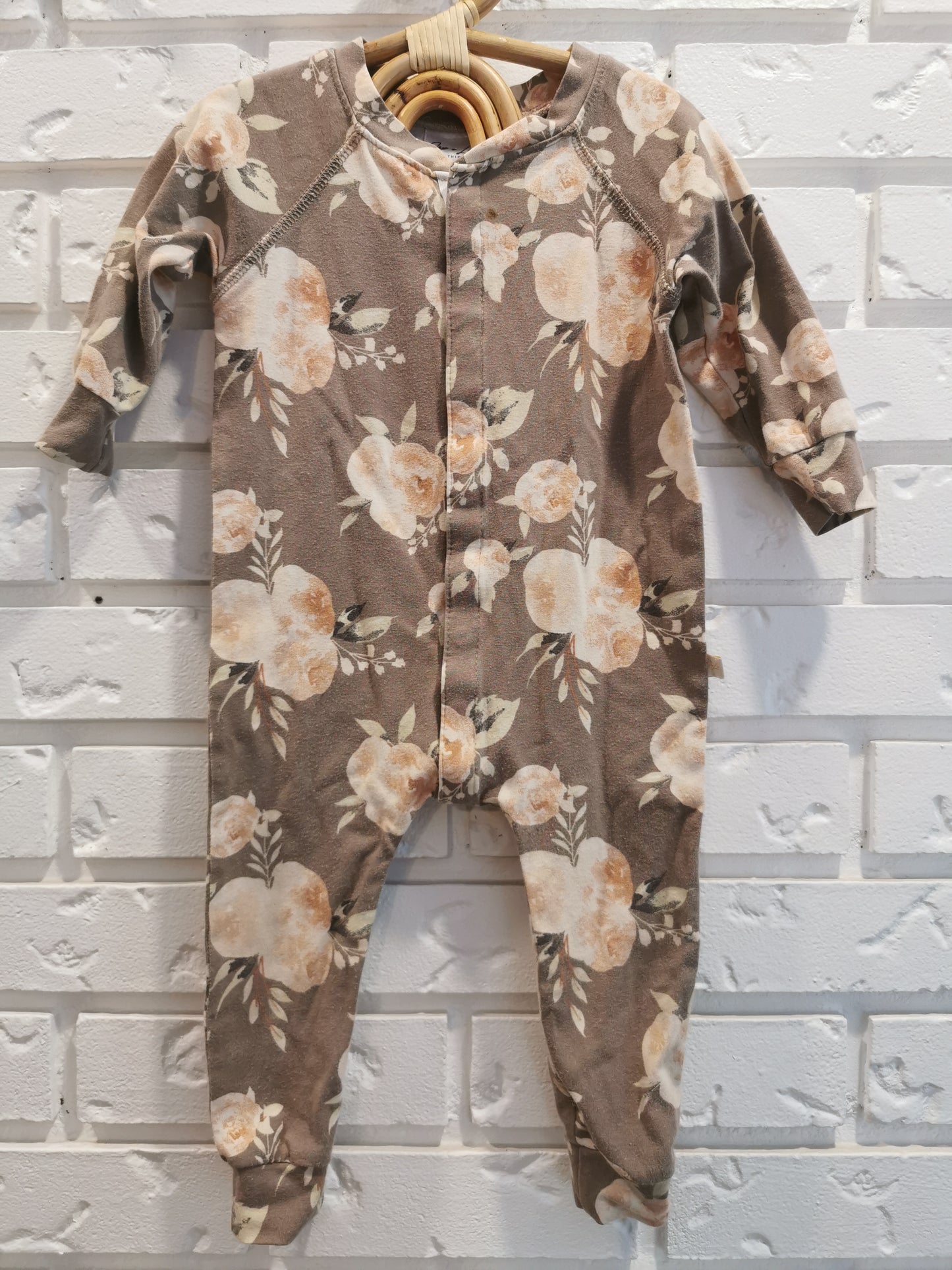 Jax & Lennon Cotton Bamboo Lounge Suit in Grey Floral (18-24)