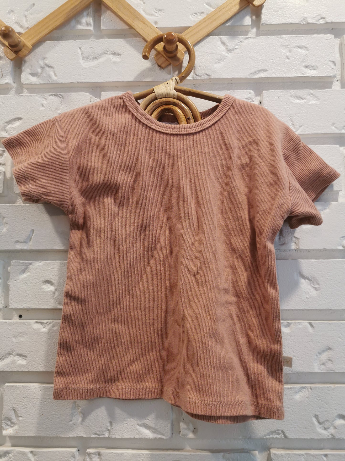 Jax & Lennon Ribbed Cotton Tee in Peach (12-18)