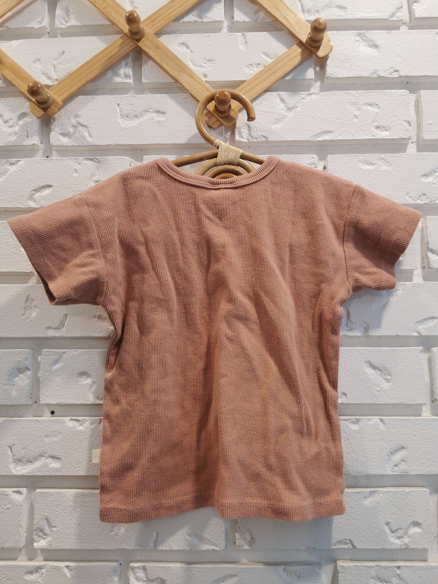 Jax & Lennon Ribbed Cotton Tee in Peach (12-18)