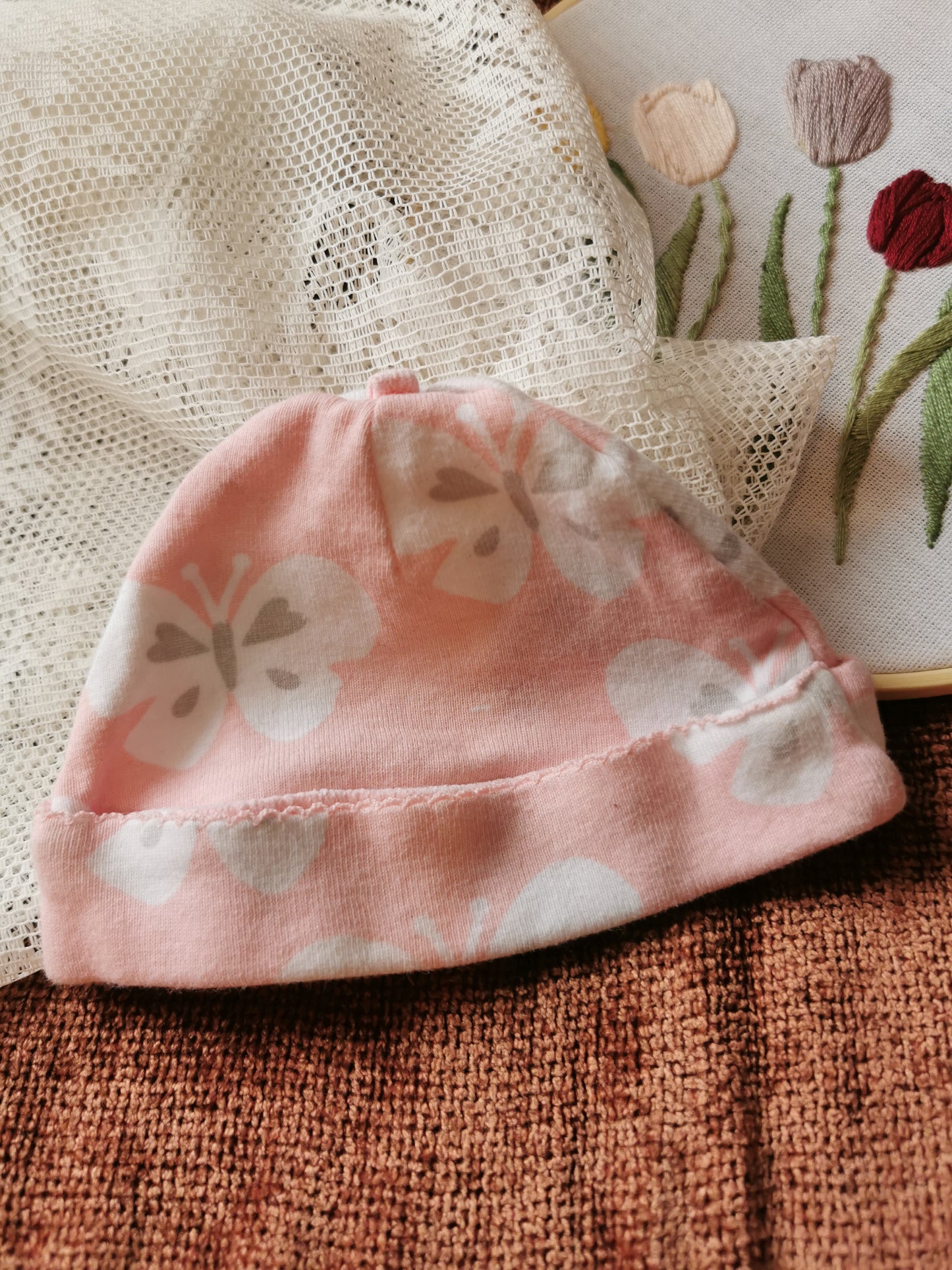 Carter's Pink Butterfly Cap (NB)