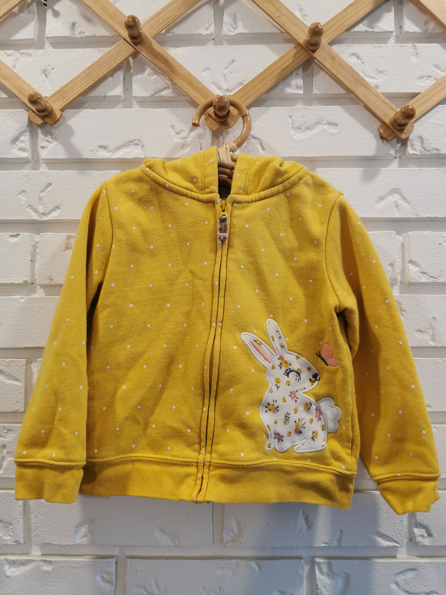 Carter's Zip Up Hoodie in Yellow & Polka Dots (24m)