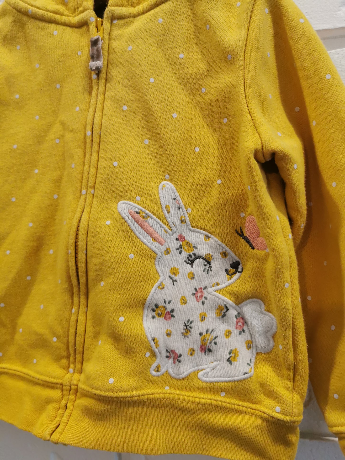 Carter's Zip Up Hoodie in Yellow & Polka Dots (24m)