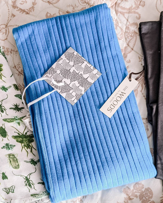 Kate Quinn Ribbed Cotton Swaddle in Azure