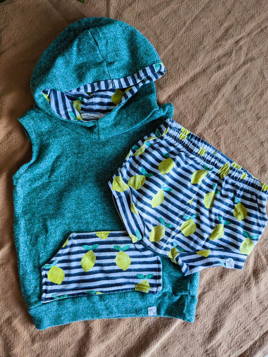 Bear & Roo Sleeveless Hoodie and Shorties Set (18-24)