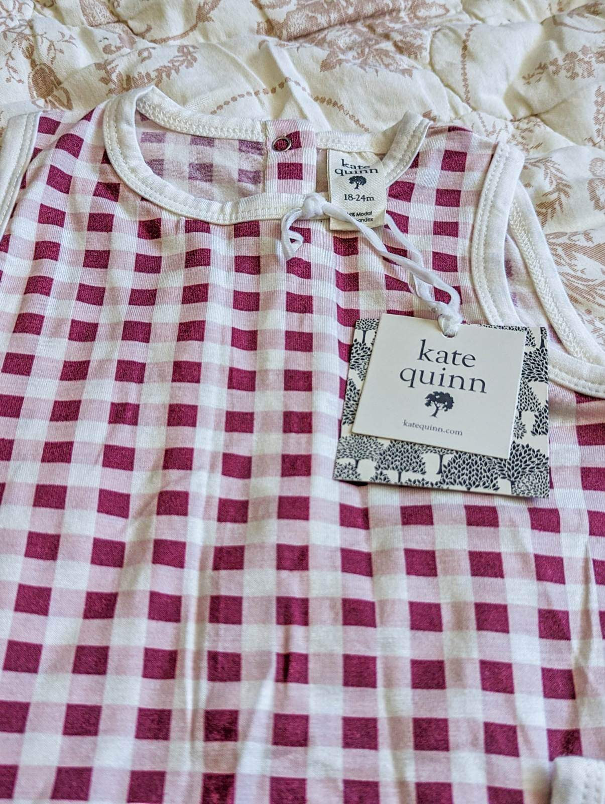 Kate Quinn Modal Jumpsuits in Raspberry Gingham (12-18m, 18-24m)